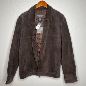 Eddie Bauer Brown Suede Leather Coat NWT